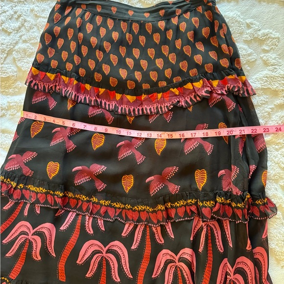 FARM RIO NIGHT JUNGLE TIERED MAXI SKIRT SZ MED WORN ONCE MINT COND ORIG $245 - Picture 6 of 9